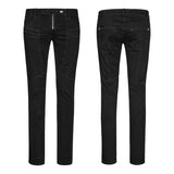 Slim-fitting Denim Black Long Punk Pants For Men