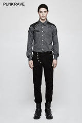 Military Uniform Leisure Punk Pants Suede Suits Woven Striped Worsted Man's Trousers