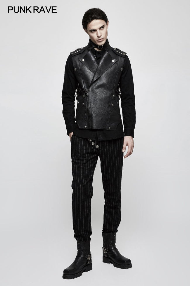 Military Uniform Leisure Punk Pants Suede Suits Woven Striped Worsted Man's Trousers