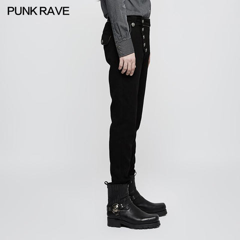 Military Uniform Leisure Punk Pants Suede Suits Woven Striped Worsted Man's Trousers