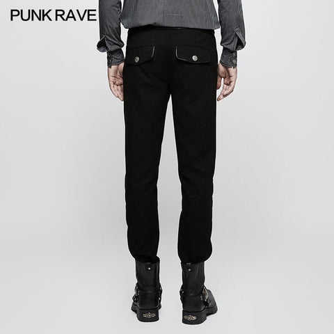 Military Uniform Leisure Punk Pants Suede Suits Woven Striped Worsted Man's Trousers
