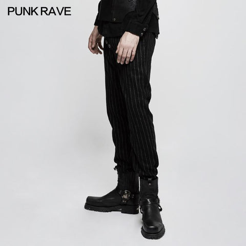 Military Uniform Leisure Punk Pants Suede Suits Woven Striped Worsted Man's Trousers
