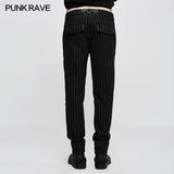 Military Uniform Leisure Punk Pants Suede Suits Woven Striped Worsted Man's Trousers