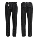 Military Uniform Leisure Punk Pants Suede Suits Woven Striped Worsted Man's Trousers