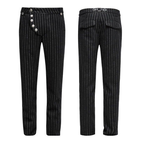 Military Uniform Leisure Punk Pants Suede Suits Woven Striped Worsted Man's Trousers