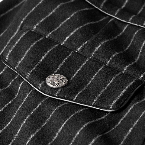 Military Uniform Leisure Punk Pants Suede Suits Woven Striped Worsted Man's Trousers