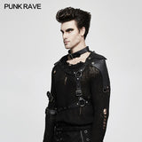 Starched Black Punk Accessories Straps With Detachable Leather Loop