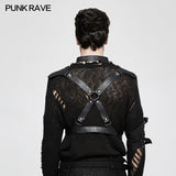 Starched Black Punk Accessories Straps With Detachable Leather Loop