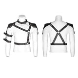 Starched Black Punk Accessories Straps With Detachable Leather Loop