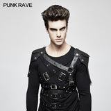 Starched Black Punk Accessories Straps With Detachable Leather Loop