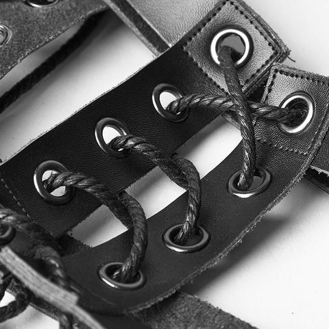 Leather Military Uniform Serial Set Punk Accessories With Eyelet Drawstring