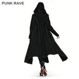 Winter Woolen Long Black Gothic Coat For Women Two Wear Imitation Fur Coat