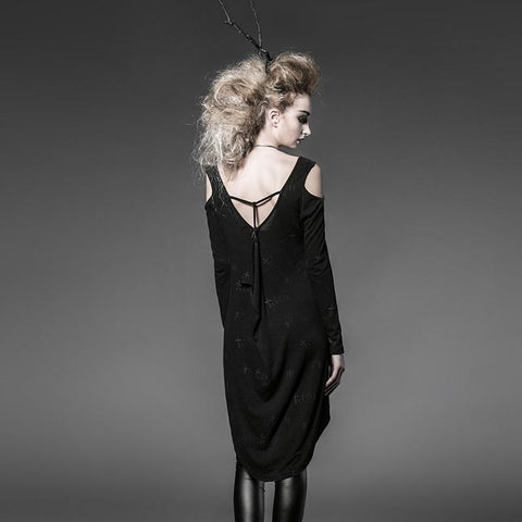 Black Long Loose Soft High-elastic Knitting Punk T-shirts For Women