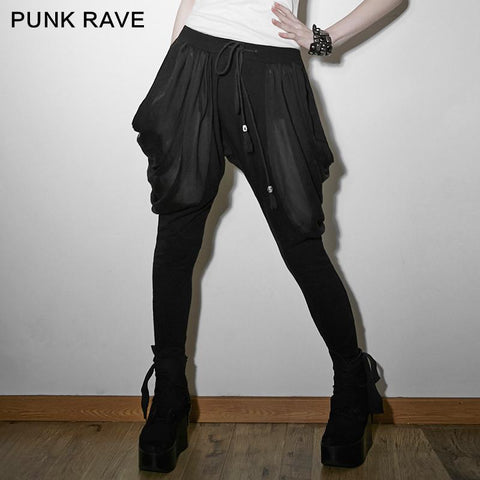 Black Knight Soft Chiffon Harem Punk Pants
