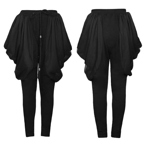 Black Knight Soft Chiffon Harem Punk Pants