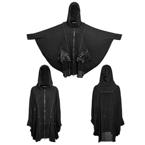 Comfortable Black Bats Punk Jacket With Double Zippers
