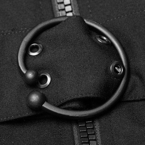 Handsome Knitted Punk Dress With Mesh Spliced Design