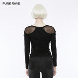 Elastic Drawstring Gothic T-shirt For Women
