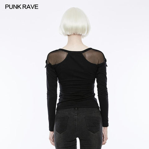 Elastic Drawstring Gothic T-shirt For Women