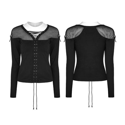 Elastic Drawstring Gothic T-shirt For Women