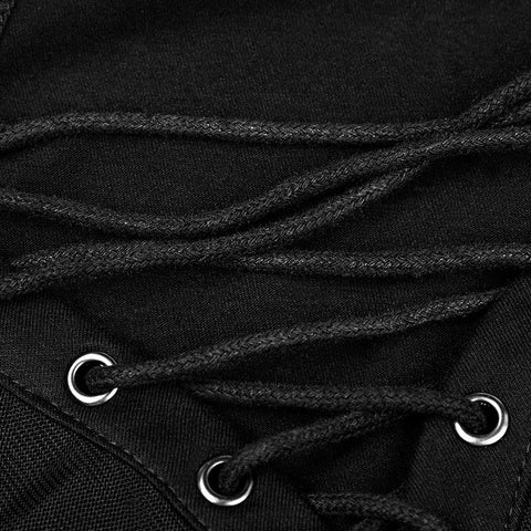 Elastic Drawstring Gothic T-shirt For Women