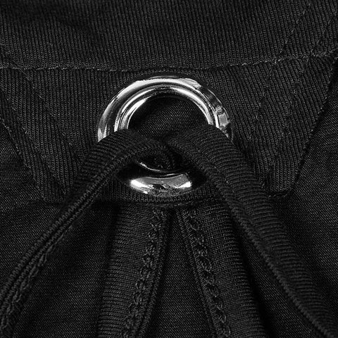 Printing Sexy Soft Punk Vest With Eyelet Drawstring