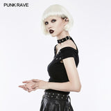 Dark Black &quot;x&quot; Type Slim Punk T-shirts