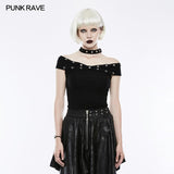 Dark Black &quot;x&quot; Type Slim Punk T-shirts