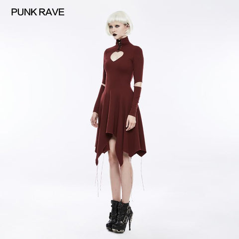 High-class Elastic Sexy Hollow Out Gothic Dress With Asymmetry Hem