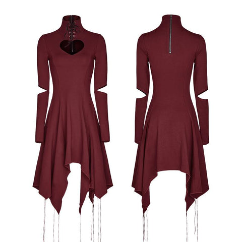 High-class Elastic Sexy Hollow Out Gothic Dress With Asymmetry Hem