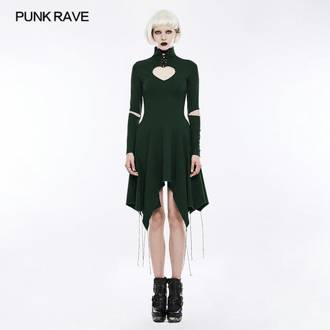 High-class Elastic Sexy Hollow Out Gothic Dress With Asymmetry Hem