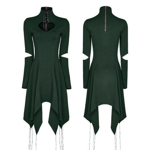 High-class Elastic Sexy Hollow Out Gothic Dress With Asymmetry Hem