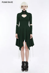 High-class Elastic Sexy Hollow Out Gothic Dress With Asymmetry Hem