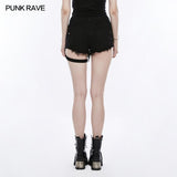 Fashion Inelastic Short Punk Pants With Rivet And Metal Decoration