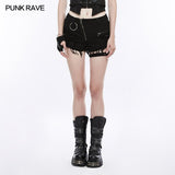 Fashion Inelastic Short Punk Pants With Rivet And Metal Decoration