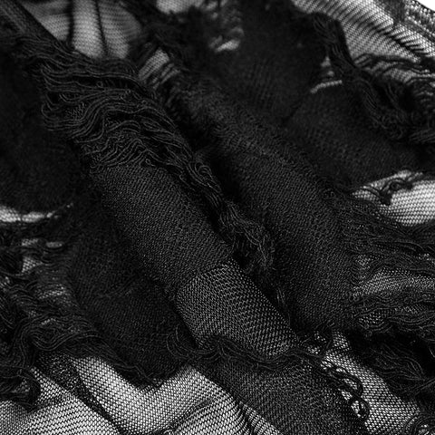 Elegant Short Sleeves Gothic T-shirt With Broken Lace