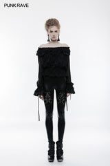 Embossed Fabric Gothic T-shirt Gorgeous Elastic Top