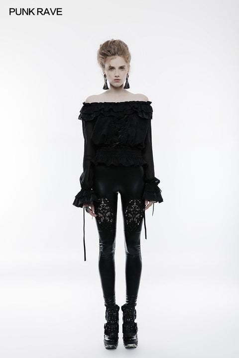 Embossed Fabric Gothic T-shirt Gorgeous Elastic Top