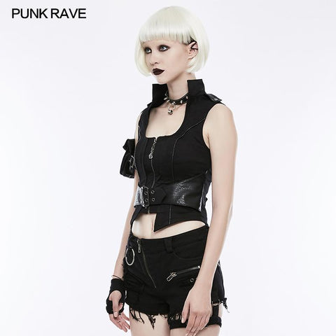 Handsome Punk Vest With Removable Bag
