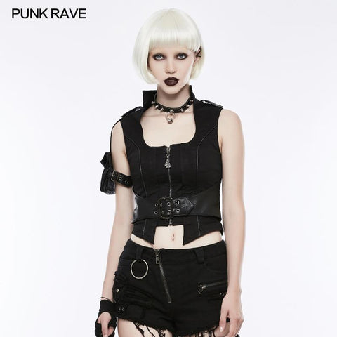 Handsome Punk Vest With Removable Bag