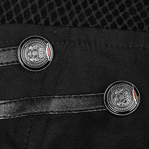 Elastic Military Punk Shirt With Hollow Out Wed Design