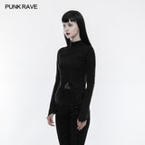 Lace Irregular Hollow-out Long Sleeve Gothic T-shirt
