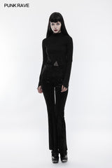 Lace Irregular Hollow-out Long Sleeve Gothic T-shirt