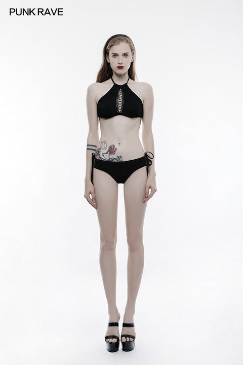High Elastic Gothic Accessories Lace Sexy Swimwear Bottom