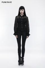 Transparent Striped Punk Shirt Steampunk Blouse
