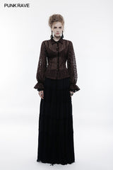 Transparent Striped Punk Shirt Steampunk Blouse
