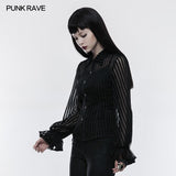 Transparent Striped Punk Shirt Steampunk Blouse
