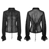 Transparent Striped Punk Shirt Steampunk Blouse
