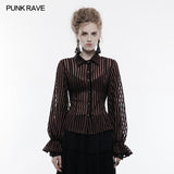 Transparent Striped Punk Shirt Steampunk Blouse