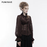 Transparent Striped Punk Shirt Steampunk Blouse